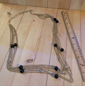 Elegant Gold and Black Beaded Necklace Costume Jewelry